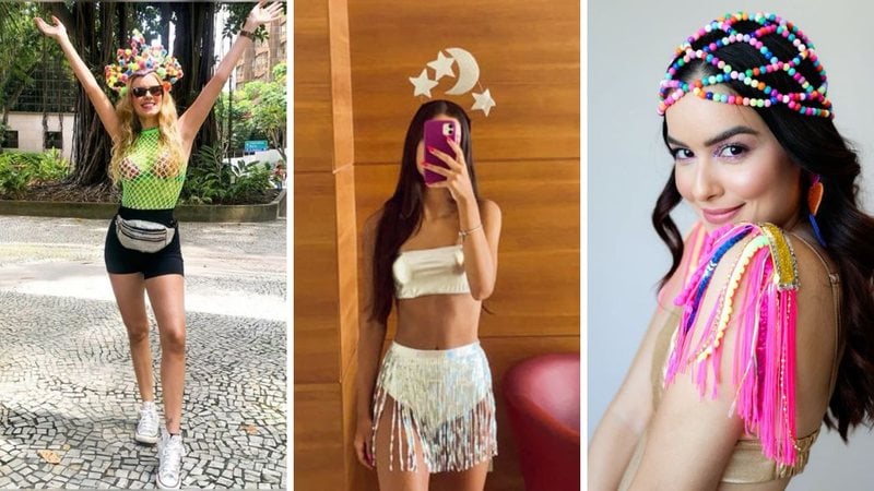 Com uma base de dia a dia, como shorts jeans e croppeds, você pode criar lindos looks de Carnaval adicionando acessórios criativos. - Reprodução / Pinterest