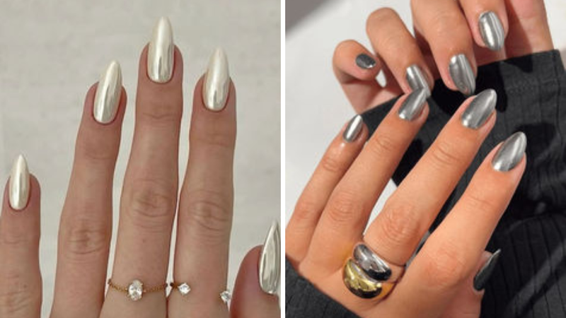 As unhas cromadas são boas opções para eventos noturnos e especiais. - Reprodução / Pinterest