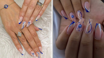 Desde unhas mais simples, até as coloridas, o olho grego se encaixa como uma opção criativa e divertida. - Reprodução / Pinterest