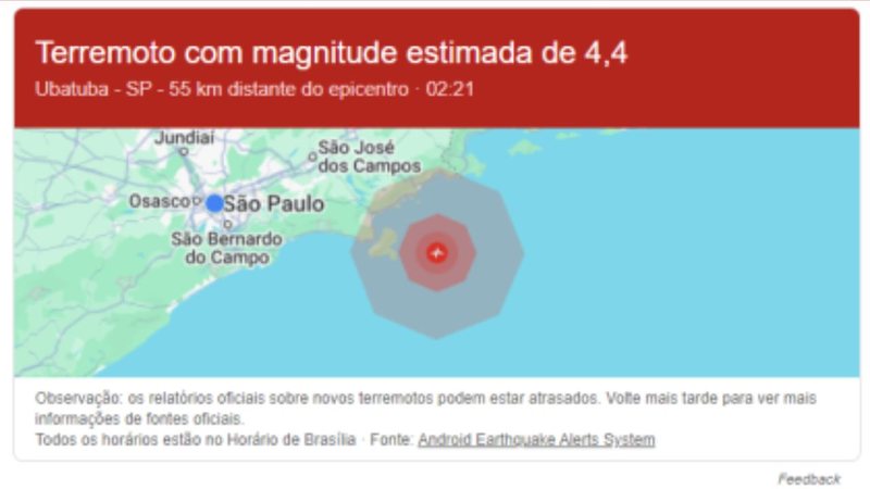 Aviso de terremoto falso deixa cariocas e paulistas assustados. - Reprodução/Divulgação