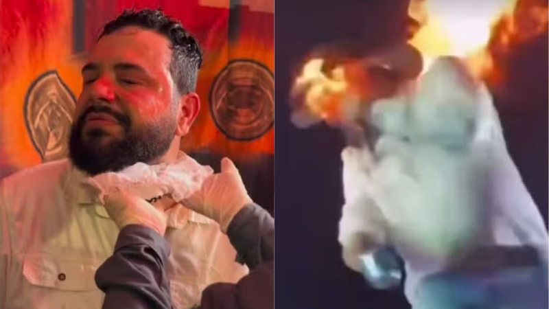 Cantor foi atingido por chamas durante show. - Reprodução / Redes sociais