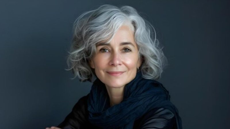 idosa de cabelos curtos