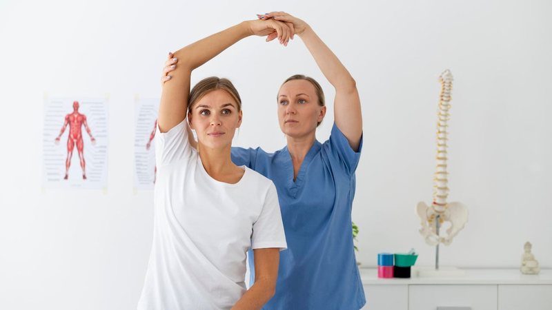 Mulher fazendo fisioterapia