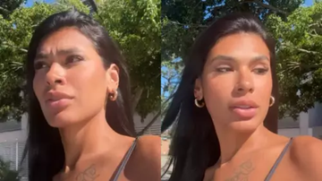 Cantora Pocah, prestes a entrar no carro, momentos antes de sofrer ofensa de policial.