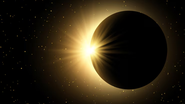 Eclipse solar sendo visto do espaço.