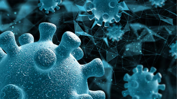 Vírus vistos sob microscópio.