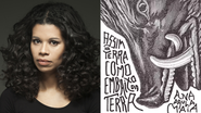 escritora brasileira ao lado de sua obra.