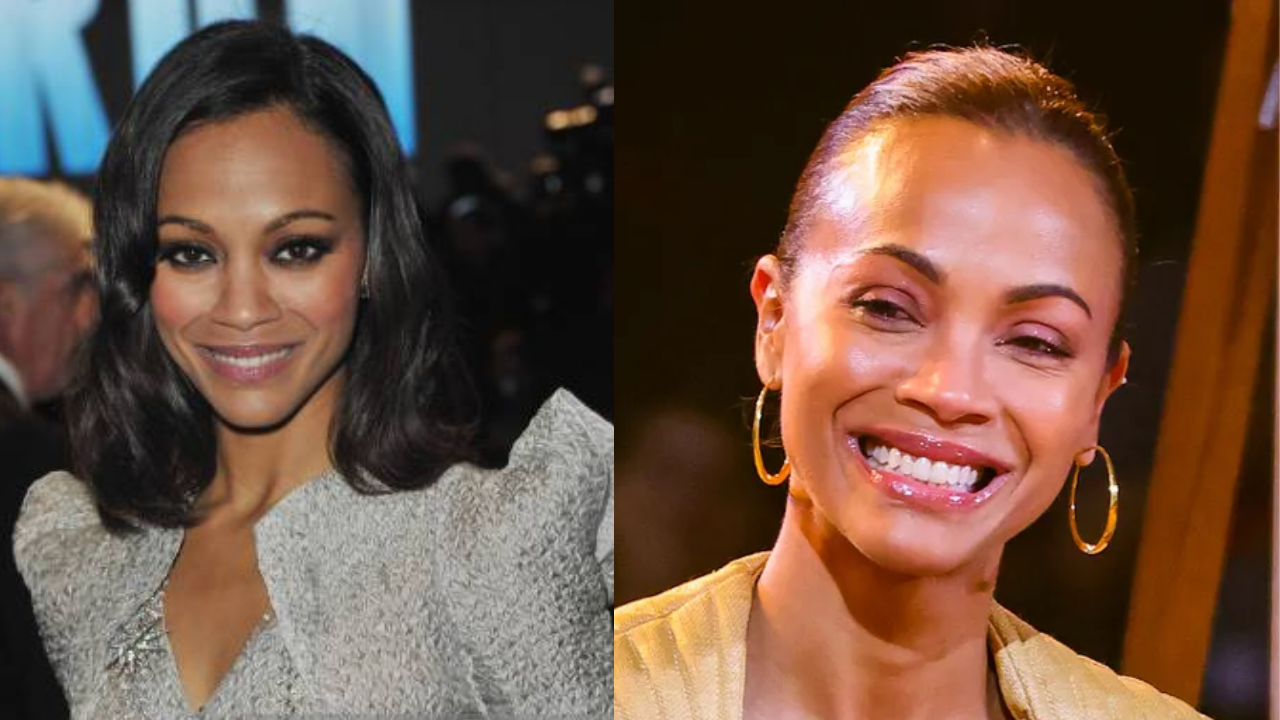 Zoe Saldana em 2009 e em 2022