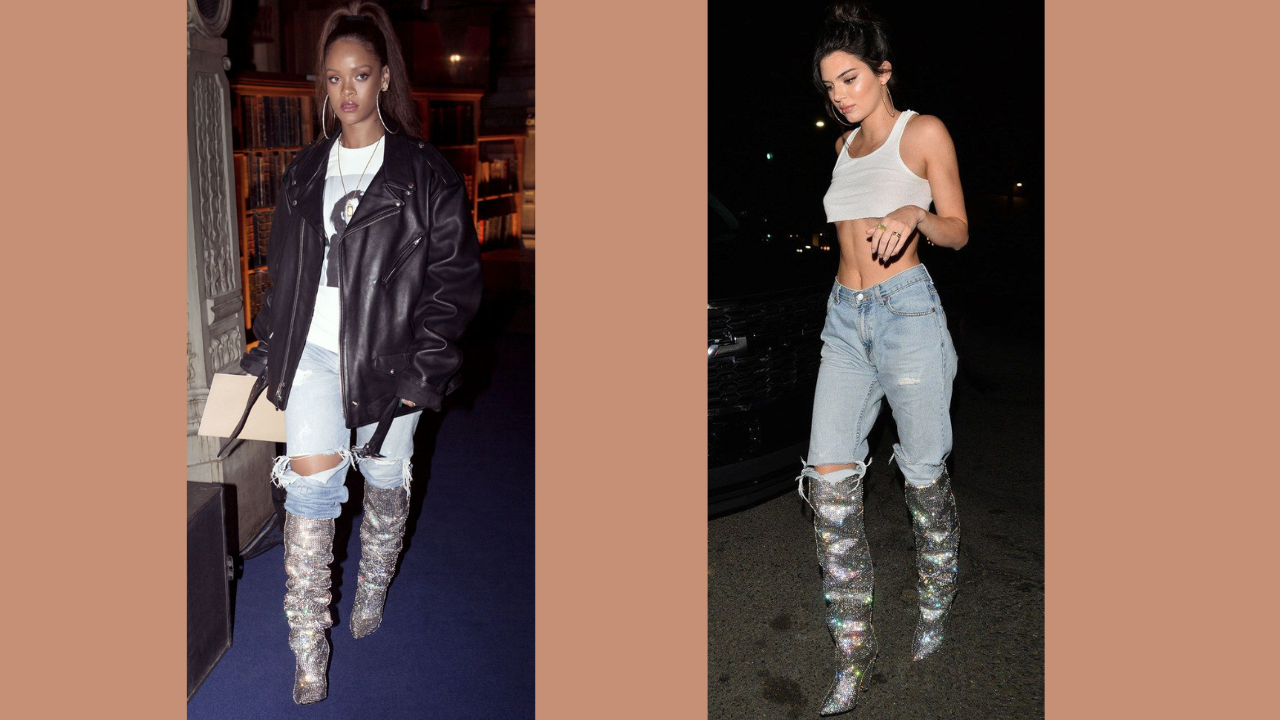 botas com glitter rihanna