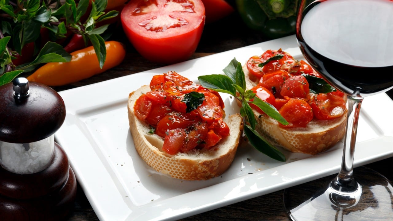 Prepare as entradas - bruschetta