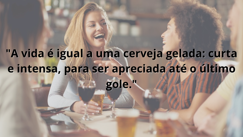 Imagem contendo a frase "A vida é igual a uma cerveja gelada: curta e intensa, para ser apreciada até o último gole."