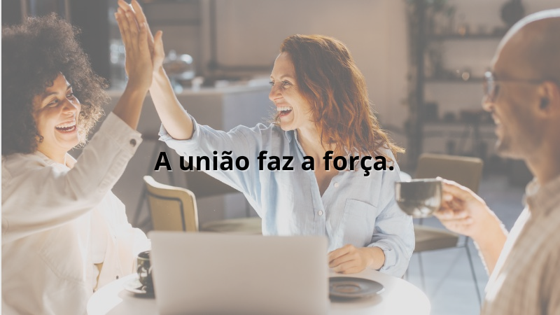 Imagem contendo a frase: A união faz a força.