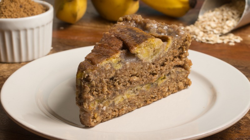 Fatia de bolo de banana.