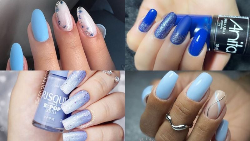 Independente do tom, o azul é uma cor enigmática e cheia de beleza, sendo uma opção de esmalte pefeita para mulheres que não estão disposta a errar!