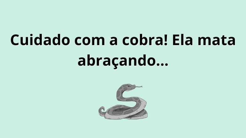 Cuidado com a cobra! Ela mata abraçando.