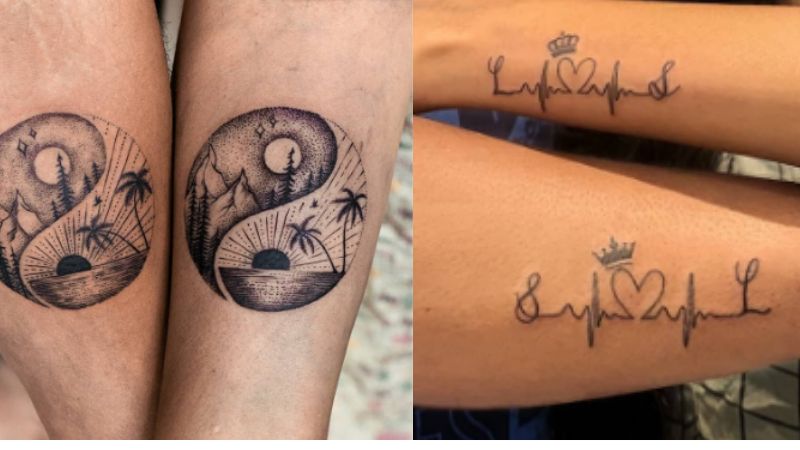 Imagem de tatuagem de casal.