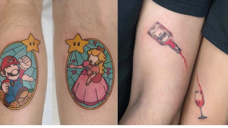 Imagem de tatuagem de casal.