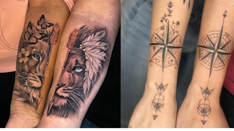 Imagem de tatuagem de casal.