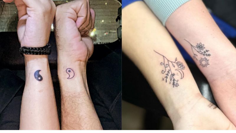 Imagem de tatuagem de casal.