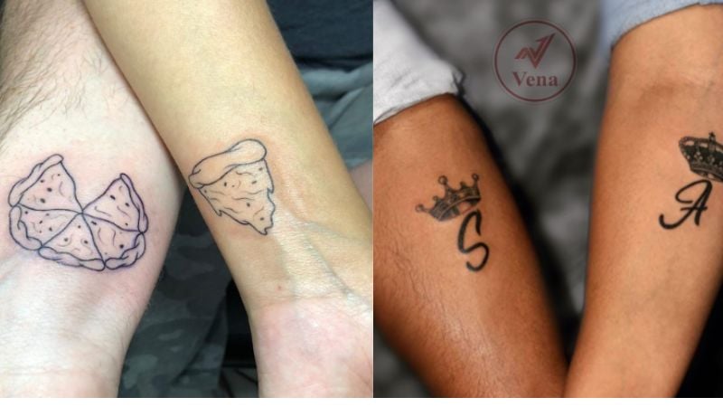 Imagem de tatuagens de casal.