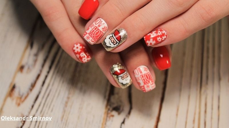 unhas com decoração de natal