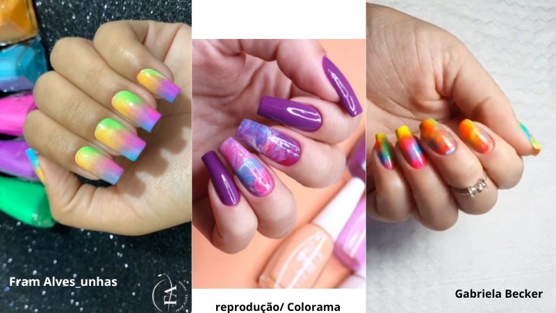 unhas tie dye