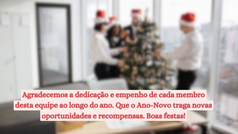 Agradecemos a dedicação e empenho de cada membro desta equipe ao longo do ano. Que o Ano-Novo traga novas oportunidades e recompensas. Boas festas!