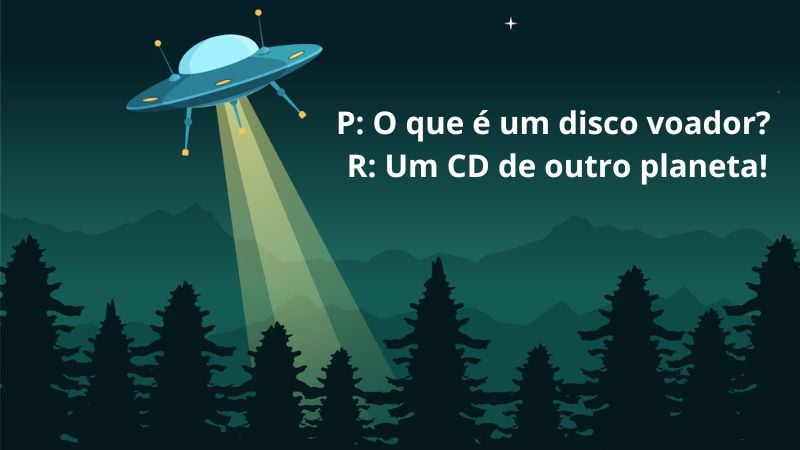 disco voador em desenho com um trocadilho