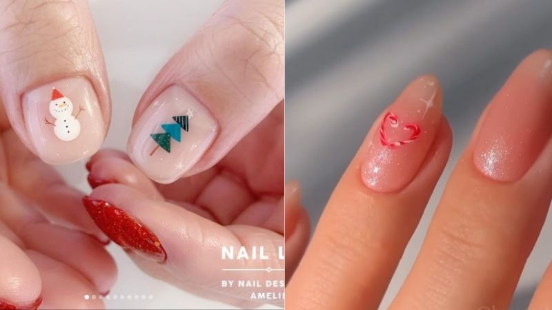 Unhas minimalistas de natal.