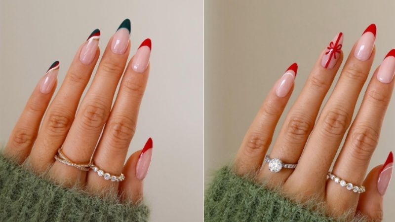 Unhas minimalistas de natal.