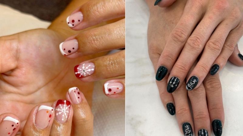 Unhas minimalistas de natal.