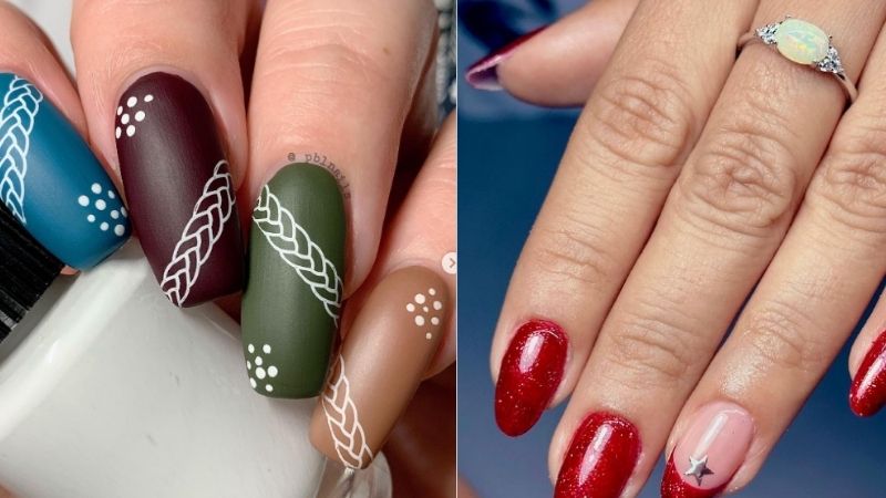 Unhas minimalistas de natal.