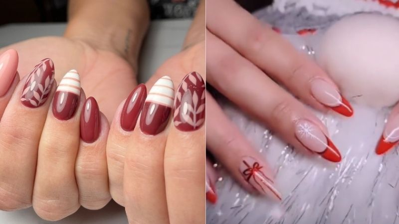 Unhas minimalistas de natal.