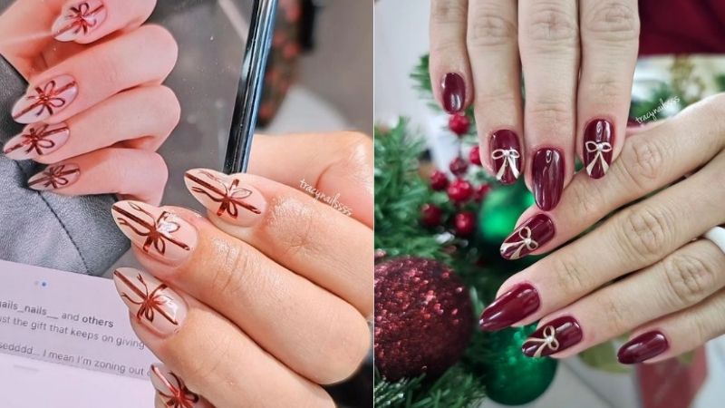 Unhas minimalistas de natal.