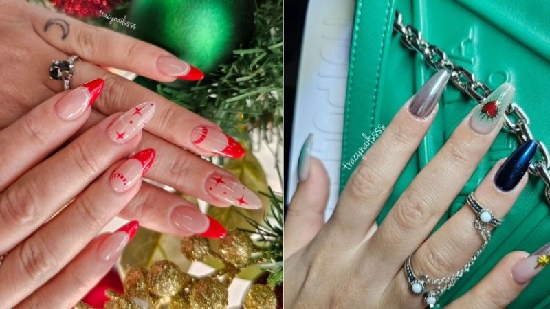 Unhas minimalistas de natal.