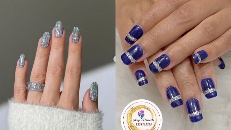 Unhas decoradas para o Ano-Novo.