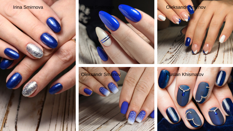 unhas decoradas azul escuro