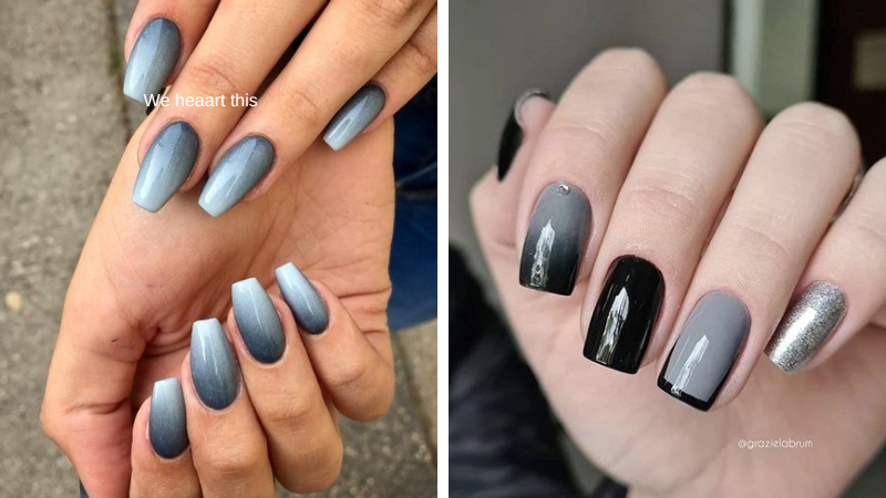 esmalte cinza degradê e preto