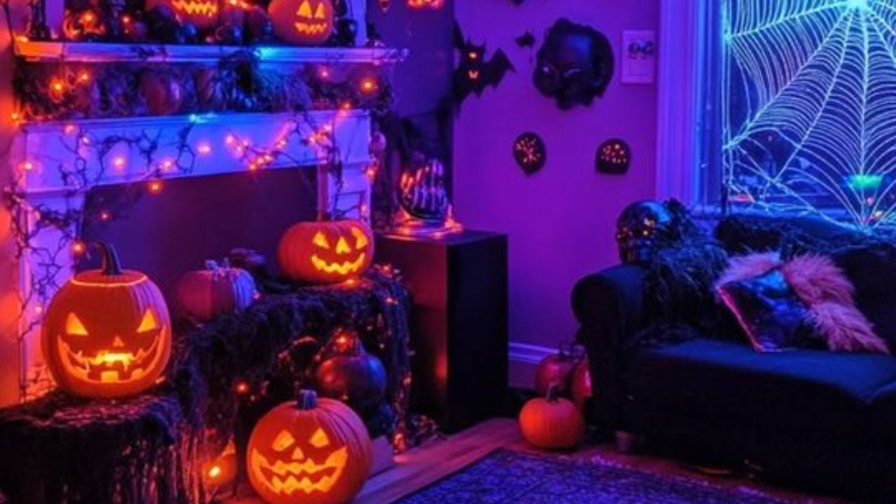 Quarto com decoração de Halloween