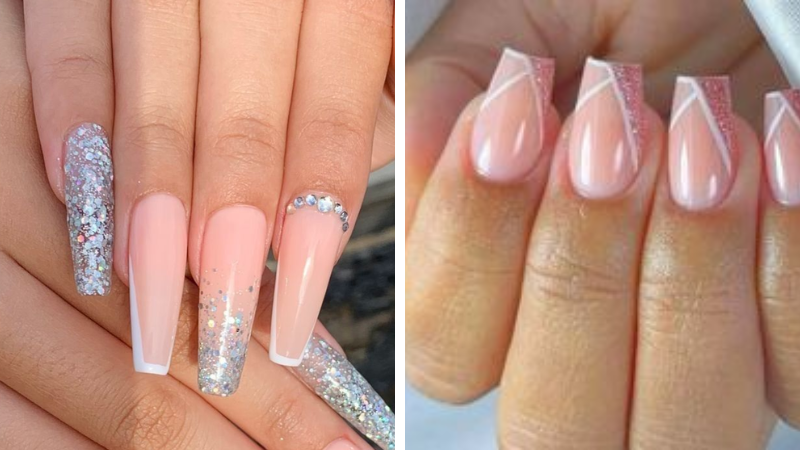 unhas nude e rosa