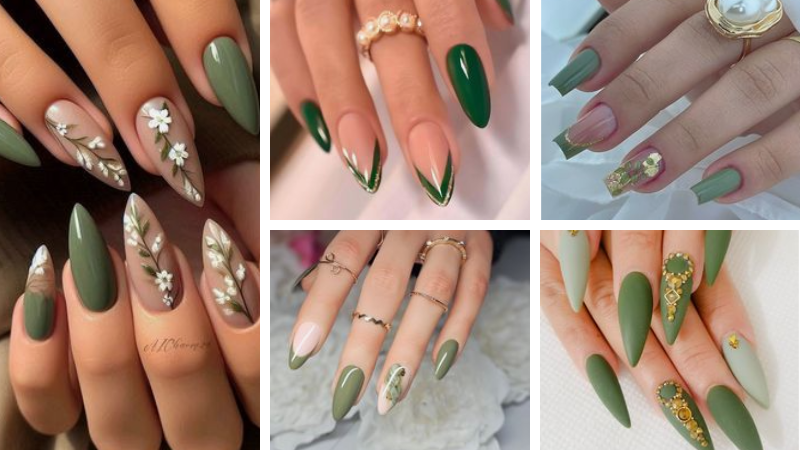 unhas verdes em gel