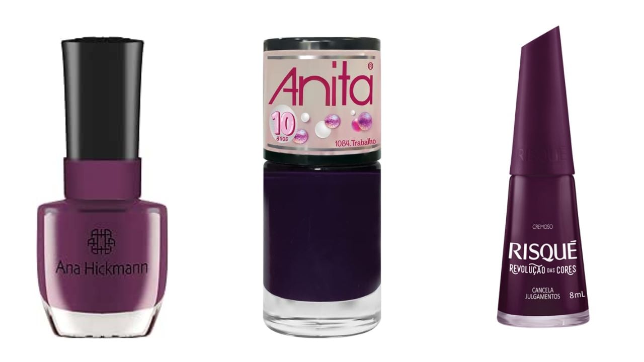 Esmalte roxo berinjela.