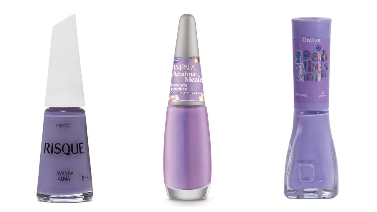 Esmaltes roxo lavanda.