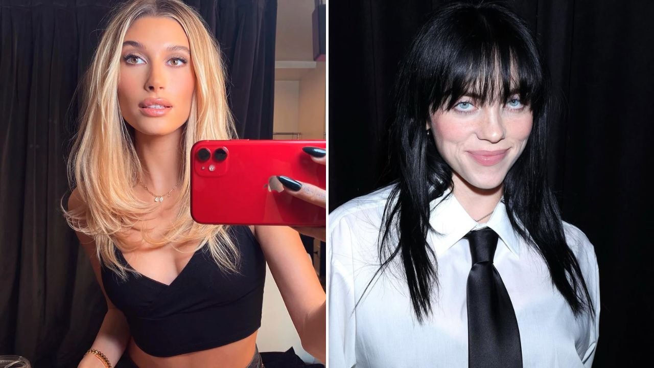 Hailey Bieber, à esquerda, e Billie Eilish, à direita.