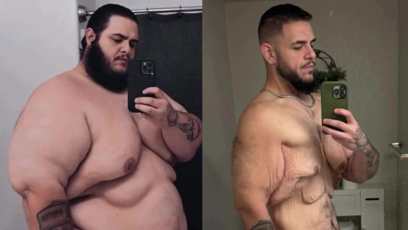 homem mostrando emagrecimeto