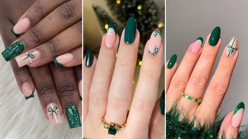 unha natal verde esmeralda