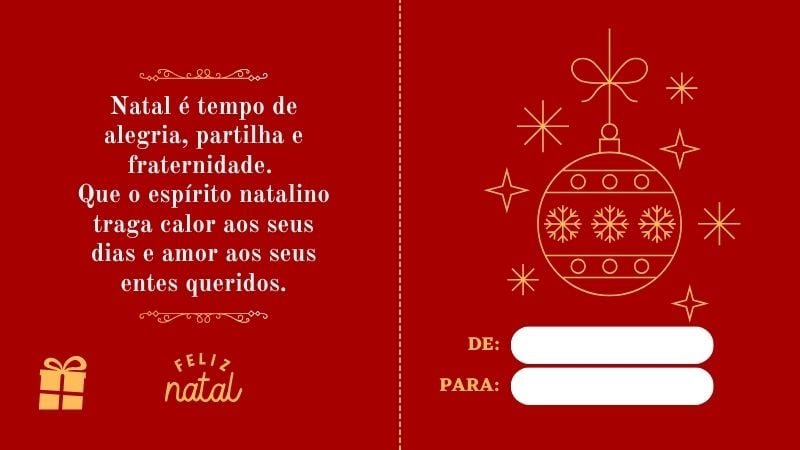 frase para cartão de Natal