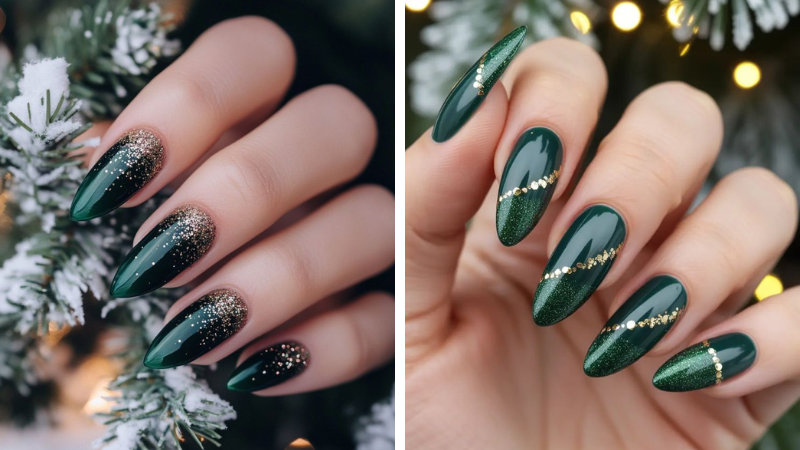 Unhas natalinas verdes