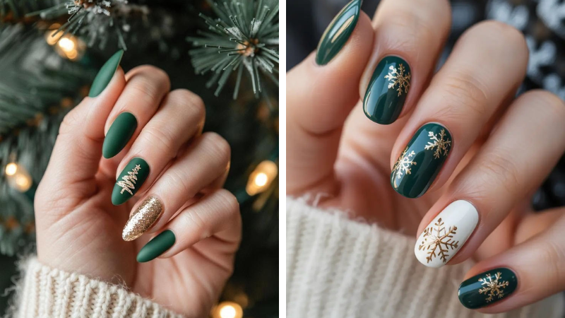 unha natal verde esmeralda