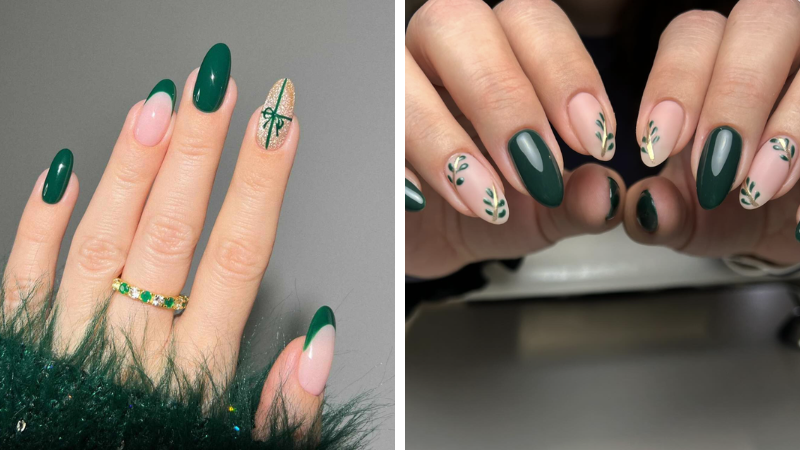 Unhas natalinas verdes